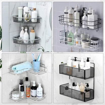 EAGMAK Transparent Shower Caddy - No Drilling Adhesive Soap Holder | 2 Pack Bathroom & Kitchen Storage