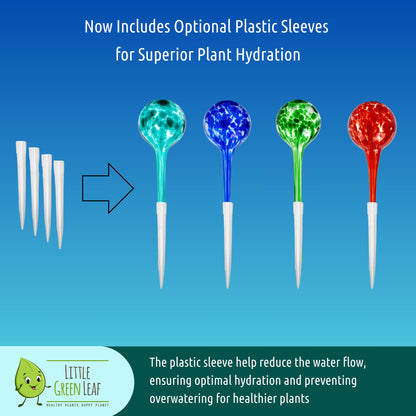 LGL Plant Watering Globes - Automatic Self Watering Globes. Decorative Self Watering Planter Inserts Made From Hand-Blown Durable Glass. Self Watering Spikes to Support Plant Health. 4 Pack x 350ml.