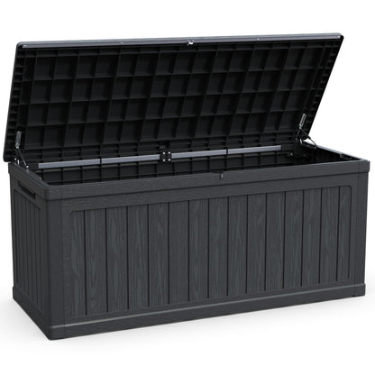BLUECC Outdoor Deck Box Waterproof, Extra Large Plastic Patio Storage Cabinet with Lockable Black 68"*32"*34"