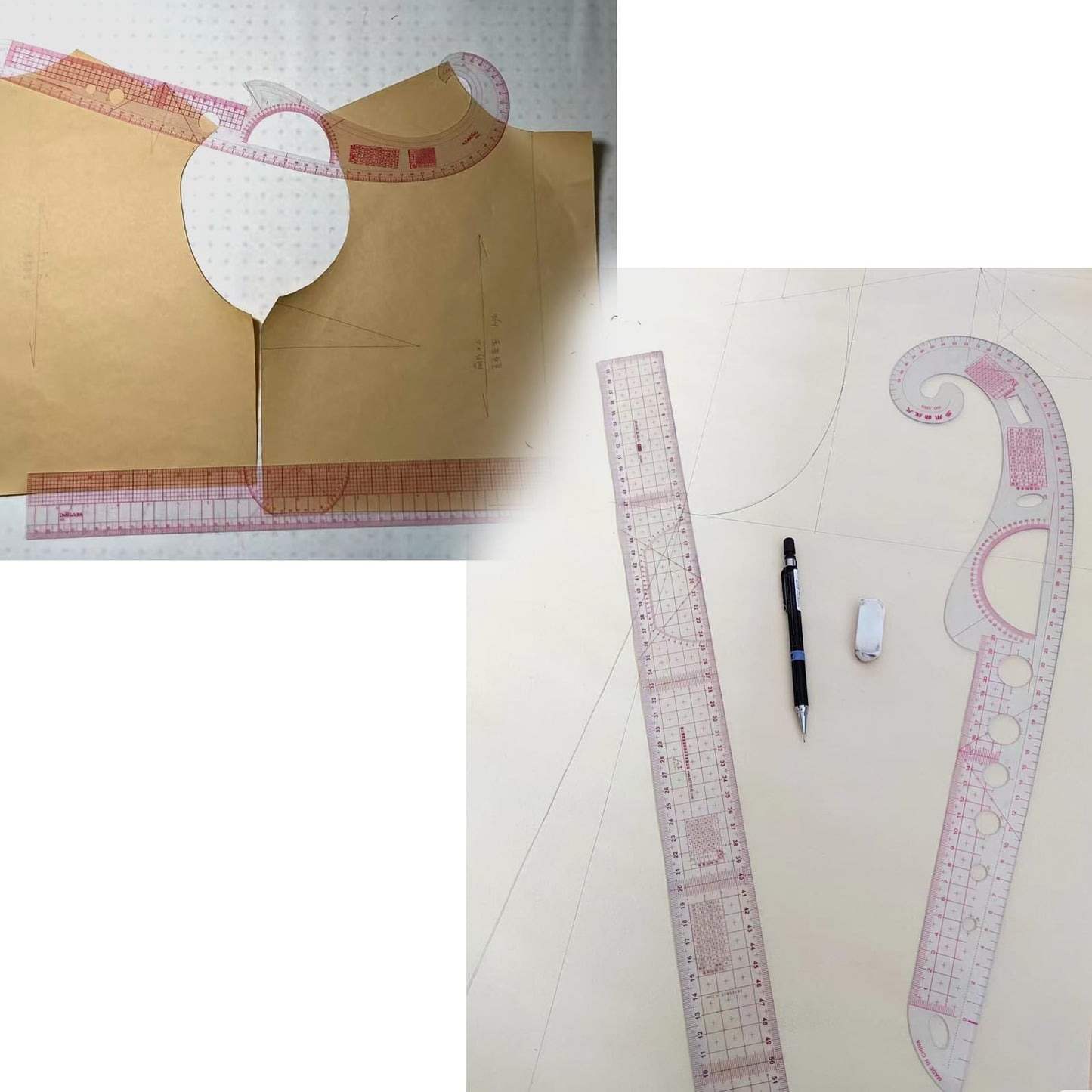 AMZTKDIY Acrylic Sewing Ruler Set，French Curve Pattern Rulers Kit for Tailors Designers Precision Pattern Making Guides Quilting and DIY Supplies (Ruler Set 4-15Pcs)