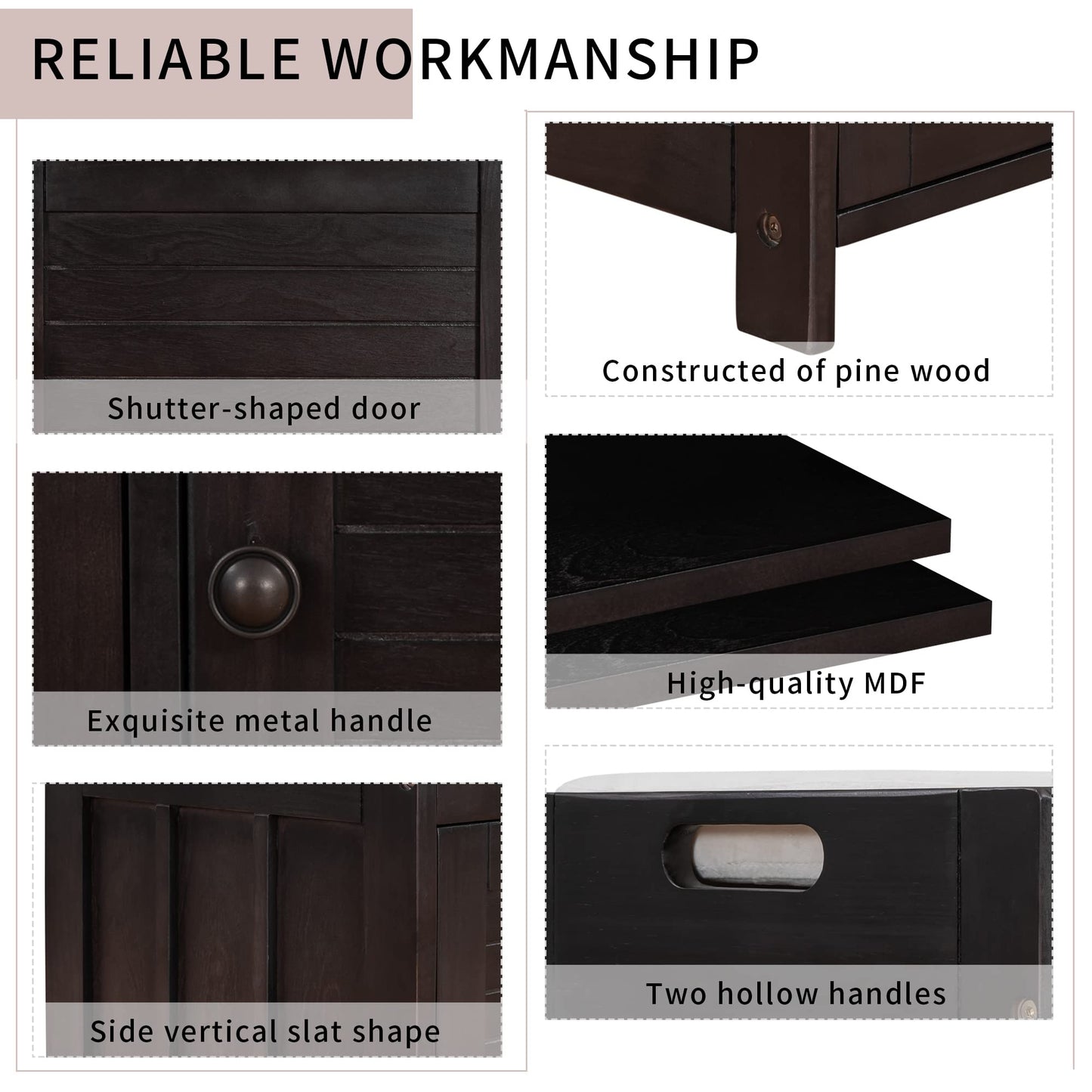 Acosure Wood Storage Bench 3 Shutter-Shaped Doors,Multifunction Shoebox W/ 2 Size and Removable Cushion & Hidden Savings Space,for Entryway,Bedroom,Living Room,Espresso