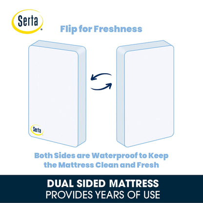 Serta Sertapedic Petals Dual Sided Premium Recycled Fiber Core Crib and Toddler Mattress - Waterproof - GREENGUARD Gold Certified - Trusted 7 Year Warranty - Made in USA, Pink