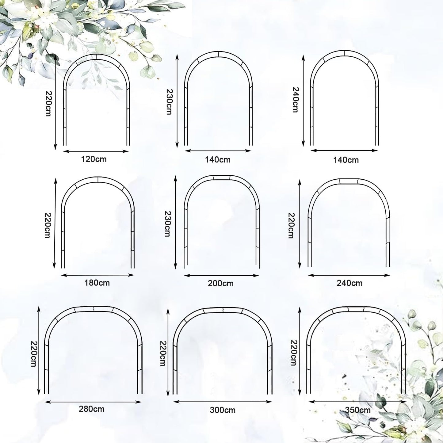 Metal Garden Arch Wedding Pergola Trellis for Climbing Plants Ideal for Roses & Bridal Party Backdrop Stand Flower Arch Arbor for Events (Size: 180x220x40CM/5.9x7.2x1.3ft)