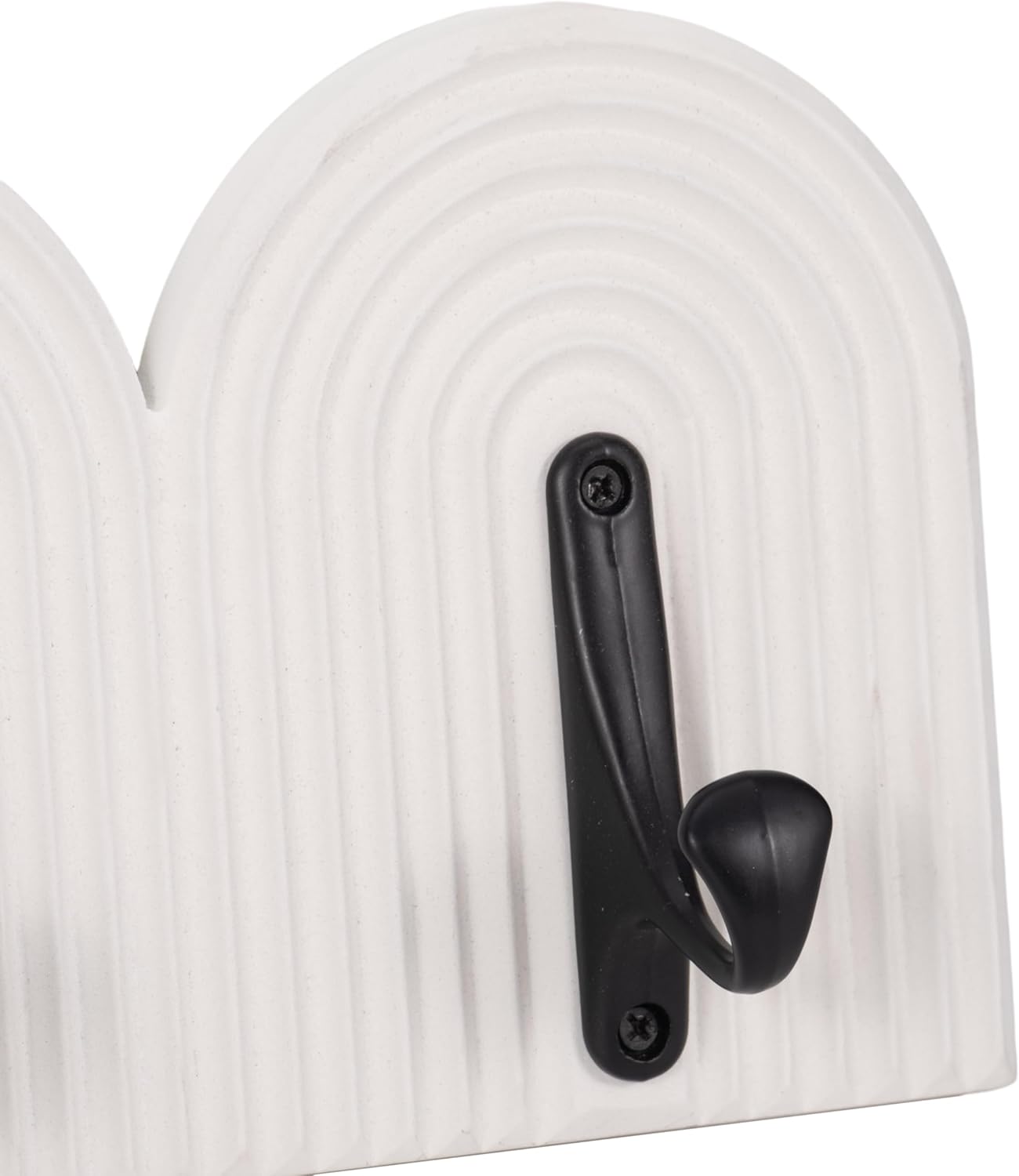 Sagebrook Home 24" White Wall Hooks - Elegant 5-Arch Design, Robust MDF and Iron, Home Organization Must-Have