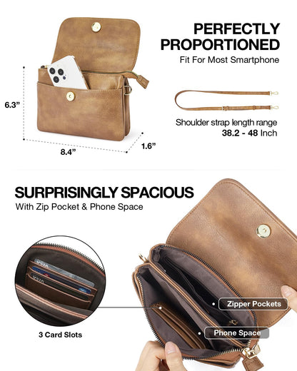 CHOLISS Small Crossbody Bags for Women, Vegan Leather Cell Phone Purse, Mini Travel Purse with Adjustable Strap