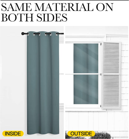 NICETOWN Blackout Curtains - Noise Reducing & Thermal Insulated Drape Panels | Greyish Blue, 2 Panels, W34 x L45-Inch