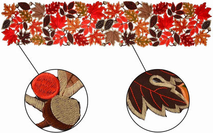 Simhomsen Embroidered Leaves Table Runner for Thanksgiving, Fall Decorations, Dresser Scarf (14 × 53 inches)