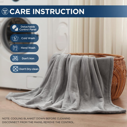 Westinghouse Electric Blanket Heated Throw, Super Cozy Soft Flannel 50"" x 60"" Heated Throw with 6 Fast Heating Levels & 2-10 Auto-Off, Machine Washable, ETL&FCC Certification, Navy Blue