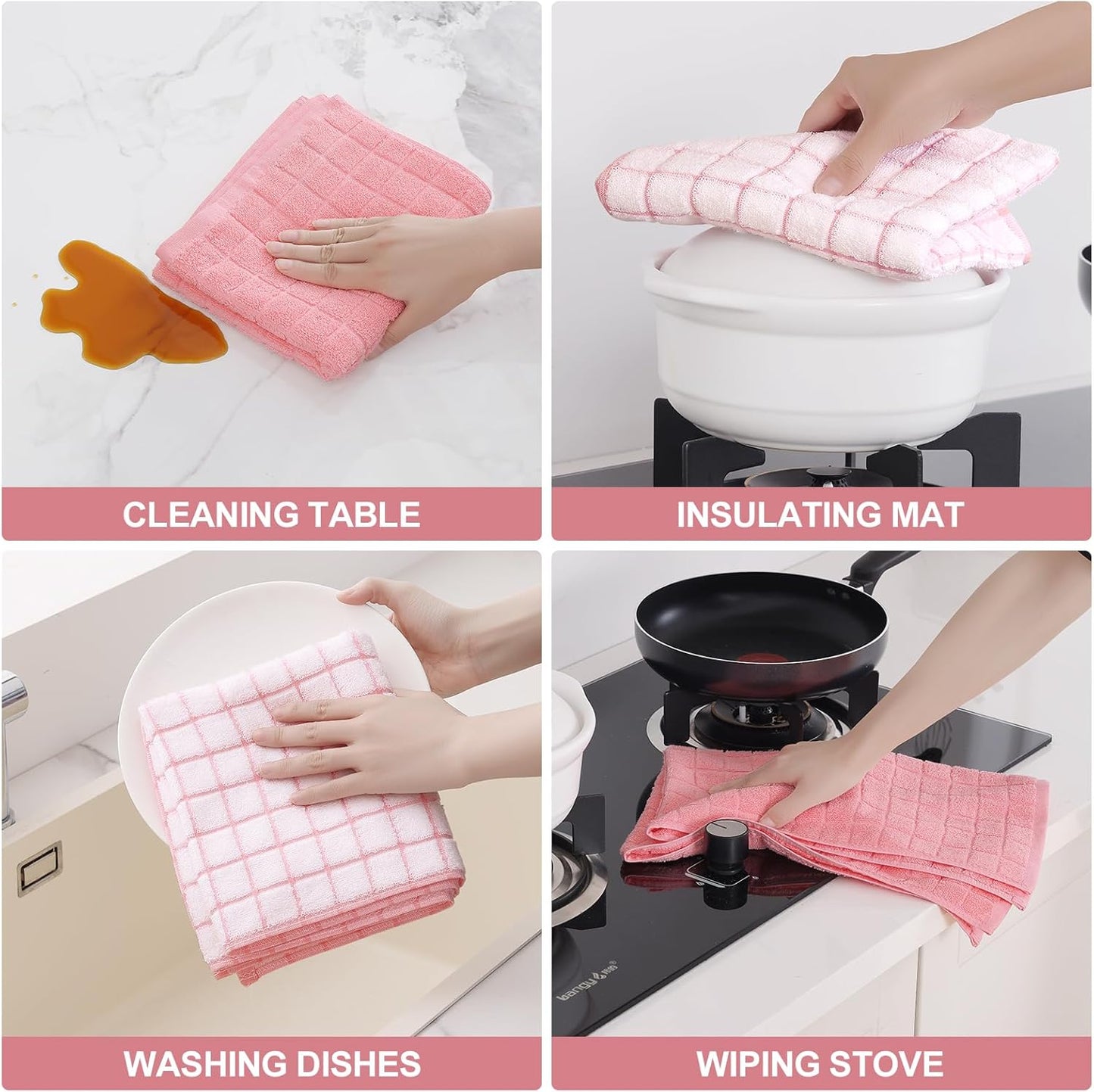 16"x 28", 390 6 Pack Homaxy Premium Cotton Kitchen Towels Large Natural Ring Spun GSM Dish Towels, Super Absorbent