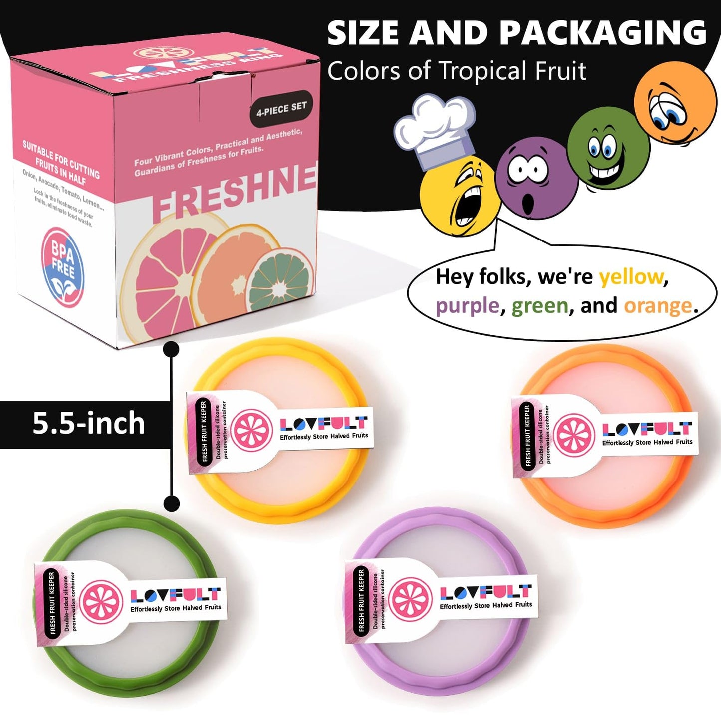 Lovfult Onion Storage and Avocado Saver - 4-Piece Set Silicone Fruit Storage Box, Multifunctional and Perfect for Lemons, Cheese, Tomatoes, Potatoes, Garlic
