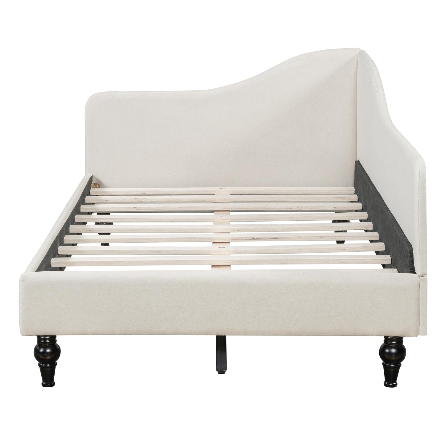 Ball & Cast Twin Size Linen Daybed Upholstered Chaise Lounge with Wooden Legs,L-Shaped Corner Day Bed Frame,Sleeper Sofa Bed Couch, No Box Spring Needed, for Bedroom Living Room,Beige
