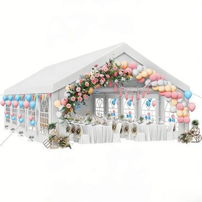 YITAHOME 20x33FT Heavy Duty Party Tent Outdoor Wedding Event Shelters Upgraded Galvanized Canopy with Large White Roof, Removable PVC Sidewalls & 3 Storage Bags carpa para Fiestas