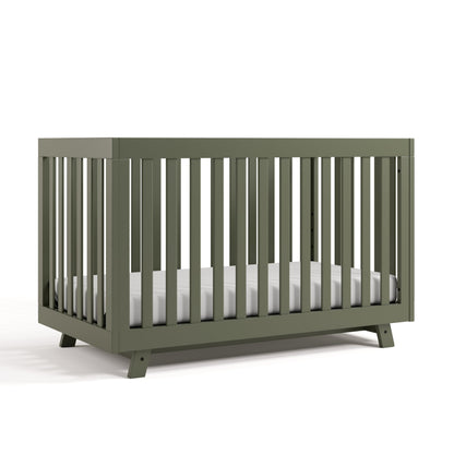 Storkcraft Beckett 3-in-1 Convertible Crib – GREENGUARD Gold Certified, Fits Standard Crib Mattress, Converts to Toddler Bed and Daybed, 4 Mattress Heights, Grow-with-Me Design (Olive)