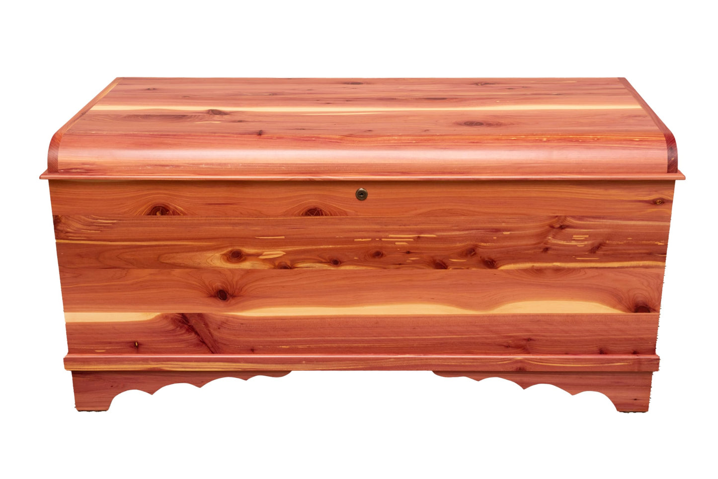 Rustic Red Door Co. Cedar Hope Chest with Waterfall Top and Tray, Amish Made Wooden Storage Trunk Box for Bedroom, Blanket, Clothes, Anti-Slam Hinges and Lock, Cedar Wood, Natural Stain, 36" Long
