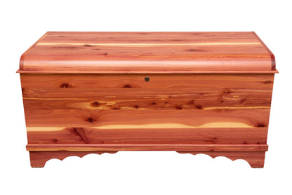 Rustic Red Door Co. Cedar Hope Chest with Waterfall Top and Tray, Amish Made Wooden Storage Trunk Box for Bedroom, Blanket, Clothes, Anti-Slam Hinges and Lock, Cedar Wood, Natural Stain, 36" Long