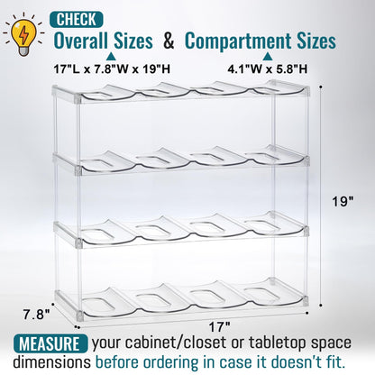 Design for Stanley 40 OZ & Large Bottles & Tumblers with Handle - Acrylic Water Bottle Organizer - Stackable Clear Wine Rack Cup Holder for Home Kitchen Pantry Shelf Countertop Cabinet, 4 Tier Hold 16