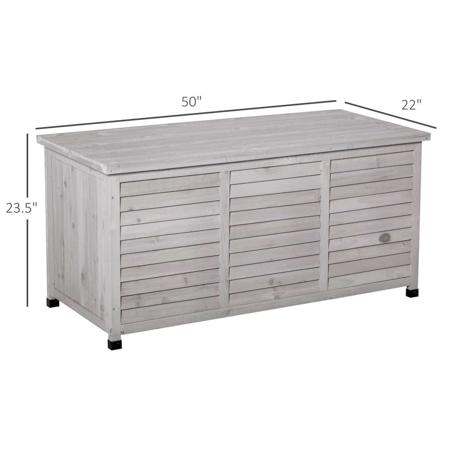 Havemies 75 Gallon Wooden Deck Box, Outdoor Storage Container with Aerating Gap & Weather-Fighting Finish, Grey