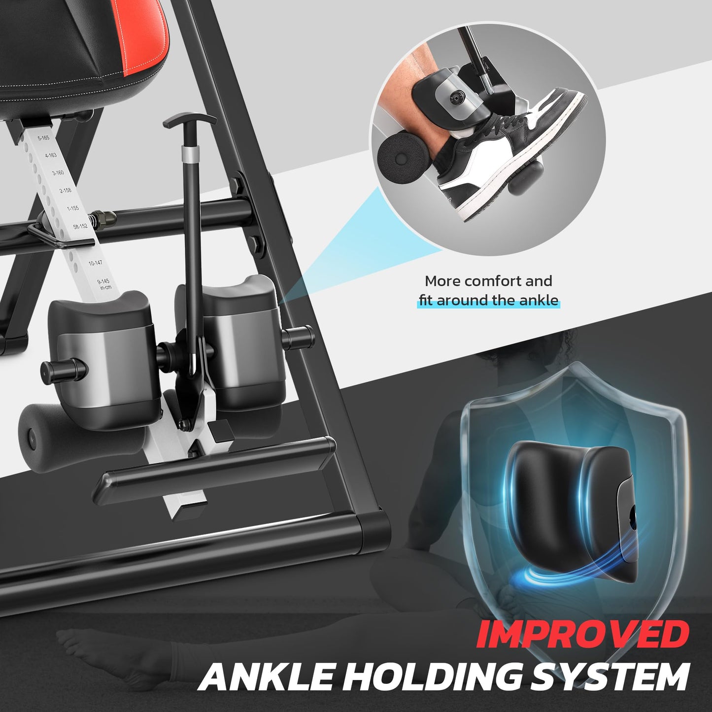 YOLEO Inversion Table Massage & Heat 2025 New Inversion Table for Back Pain Relief Equipment w/Remote Control, Reversible Ankle Holders, Heavy Duty up to 320lbs