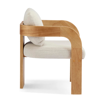 Christopher Knight Home Yorick Modern Dining Chair Set of 2 with Cushion, Solid Wood Dining Room Armchair Set, Curved Backrest Kitchen Side Chair, Living Room Comfy Extra Seat, Natural+Beige