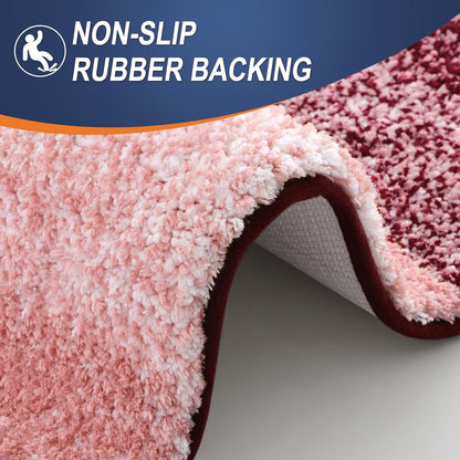 OLANLY Bathroom Runner Rug - Extra Soft Microfiber Mat with Rubber Backing | 59"x20", Quick Dry, Red