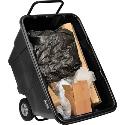 Global Industrial Standard Duty Plastic Tilt Truck 1/2 Cubic Yard Capacity 850 Lb. Capacity, Black, Cart for Construction Commercial Industrial Transportation