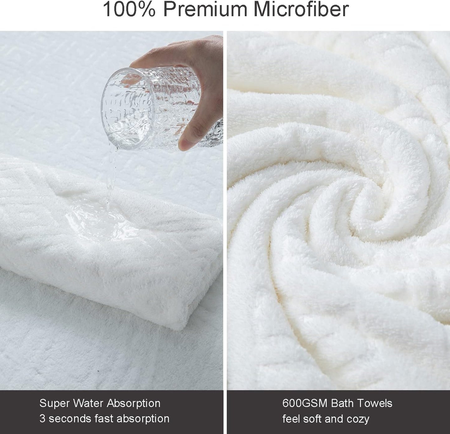 8 Pack Set White,2 Towels(35"x70"), 2 Towels,4 Ferdilan Bath Towels Oversized Bath Hand Washcloths Ultra Soft