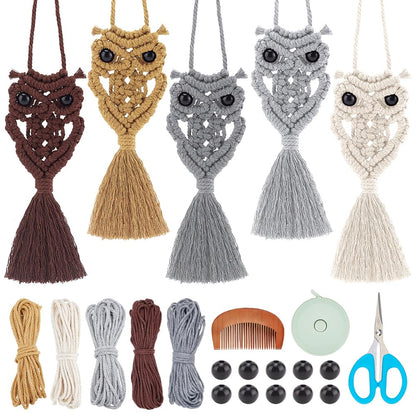 ACRNIGHEET 5PCS Macrame Kit for Adults Beginners Owl Macrame Wall Hanging Supplies Boho DIY Craft Kits for Adults Includes Instruction with Video Home Decor