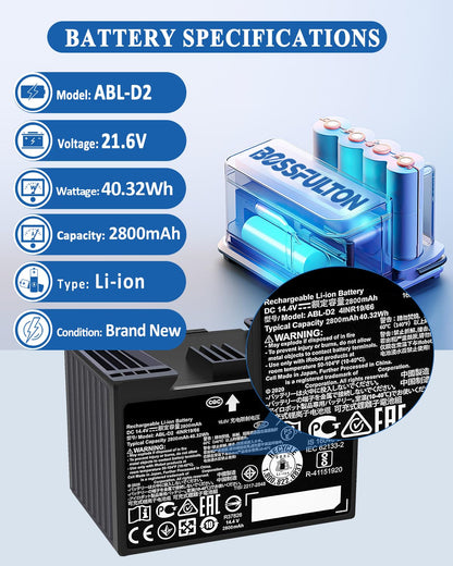 ABL-D2 Battery Replacement for iRobot Roomba j7 i7 i8 i4 i3 e5 e6 Series j7+ j7550 i4 i4+ i8+,for Roomba Combo j5 i5 j7+ j9+Series Base Robots Blade battery for roomba,Roomba Battery 2800mAh
