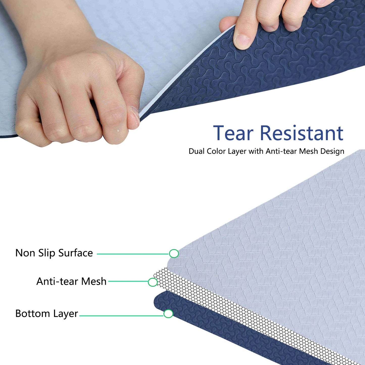 IUGA Yoga Mat Non Slip Anti-tear Pilates Mat Eco Friendly Hot Yoga Mats Thick for Workout & Exercise(72"x 24"x 6mm)