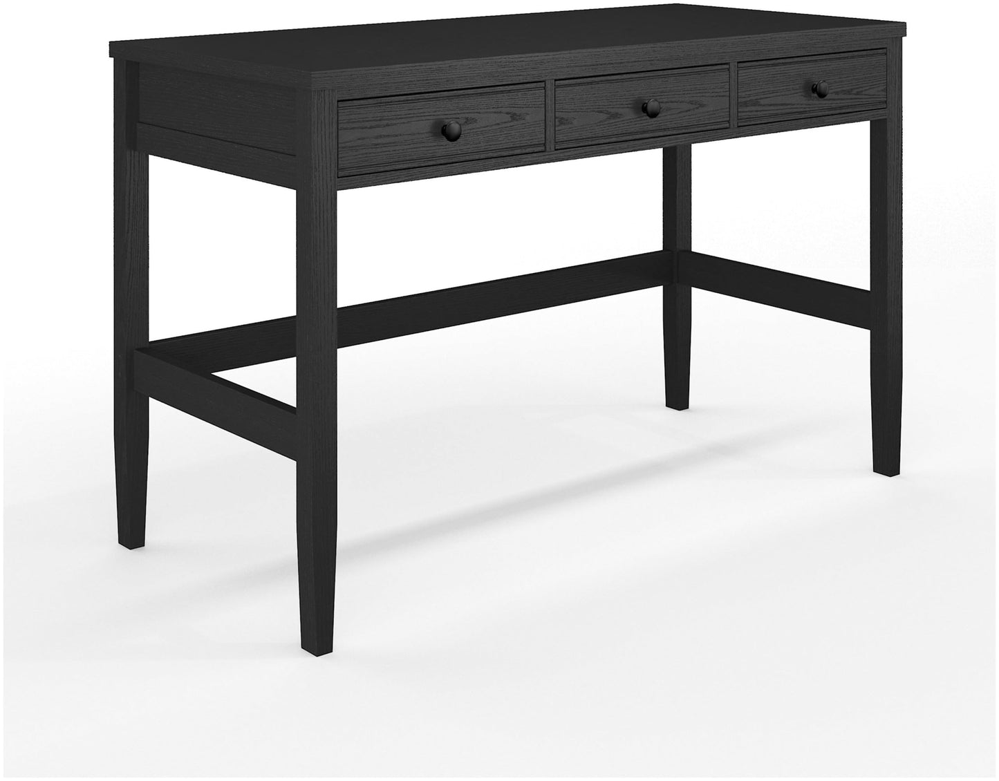 Martha Stewart Rhett Home Office Desk with 3 Drawers and Tapered Legs in Black with Oil Rubbed Bronze Hardware