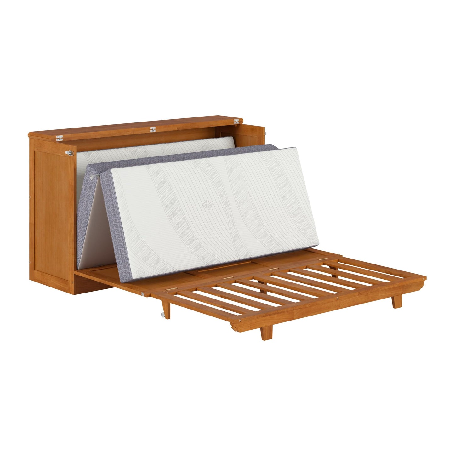 AFI, Charleston Queen Wood Murphy Bed Chest with 6" Mattress, Light Toffee