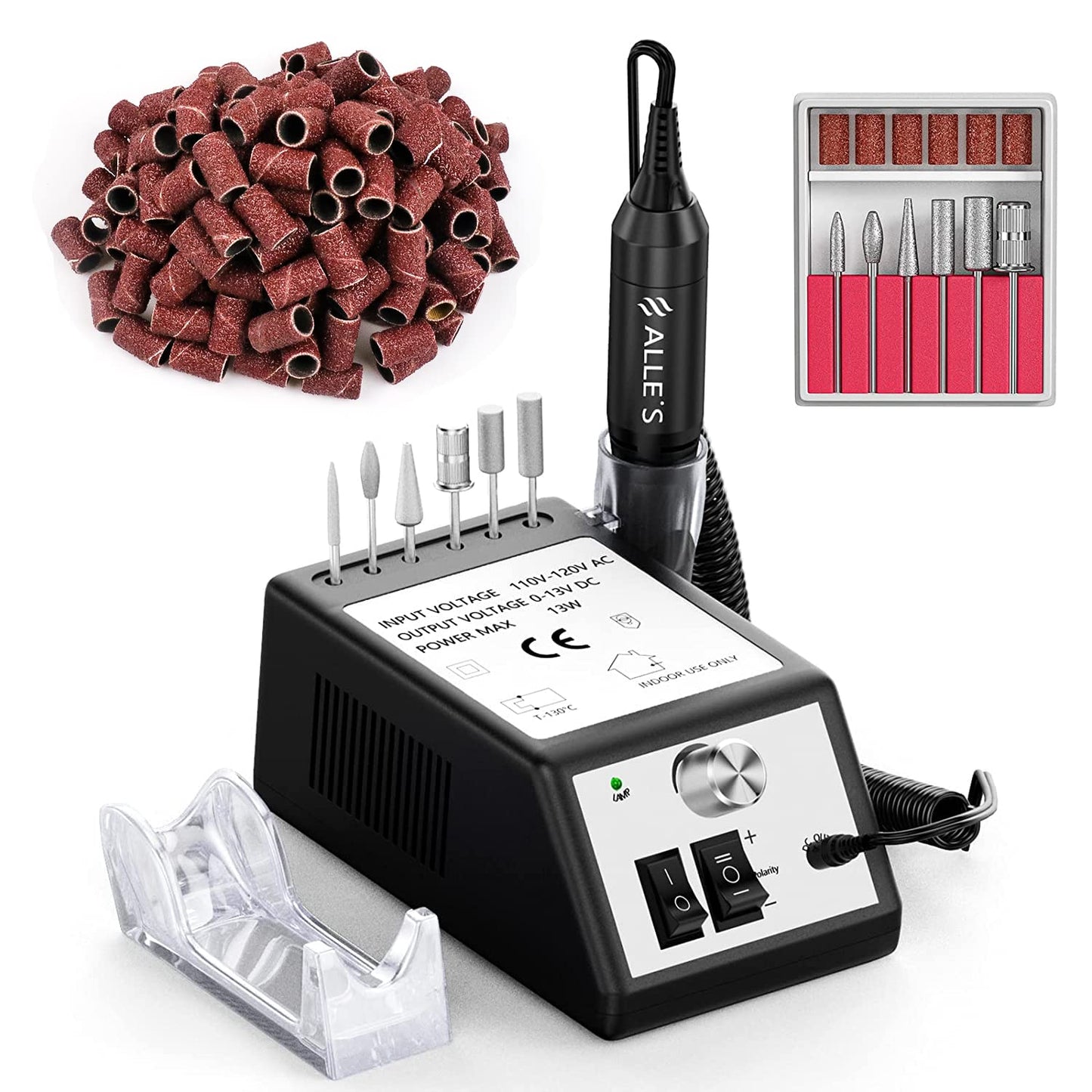 Professional Nail Drill Machine 30000 RPM Efile Electric Nail Filer Kit for Finger Toe Nails, Acrylic Gel Nails, Manicure Pedicure Drill with 6Pcs Nail Bits, 106Pcs Sanding Bands - Pink