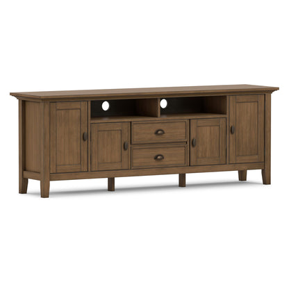 SIMPLIHOME Redmond TV Stand - 72 inch Wide Solid Wood Media Console in Rustic Natural Aged Brown, Transitional Entertainment Center for Living Room for TVs up to 80 Inches with Cable Management