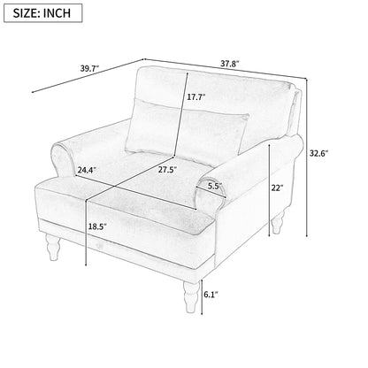 Christopher Knight Home Accent Chair, Boucle Club Chair, Upholstered Lounge Chair, Large Size Armchair Roman Column Legs, Cozy Reading Single Sofa Chair for Living Room, Bedroom, Home Study, White