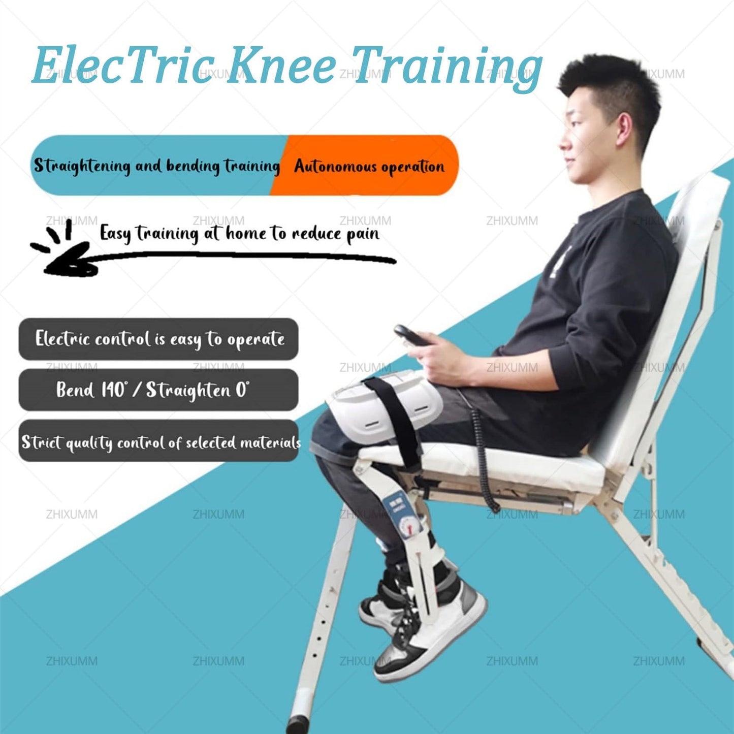 ZHIXUMM Electric Knee Rehabilitation Trainer, Adjustable Leg Stretcher Exerciser, Lower Limb CPM Machine with Remote Control, Adjustable 0-180°Flexion/Extension for Joint Stiffness BothLegs