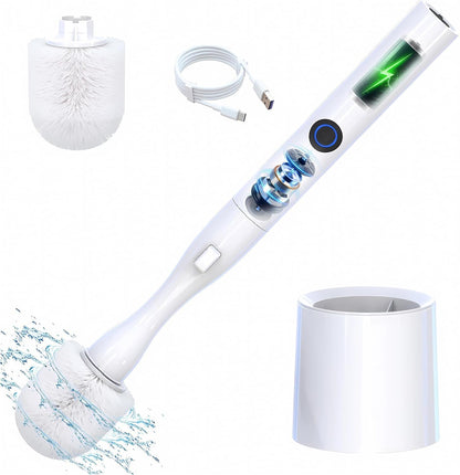 HKFIF Set, 360 2 Electric Toilet Brush, Toilet Brush and Holder Degree Powerful Cleaning Easily Eliminate Stains
