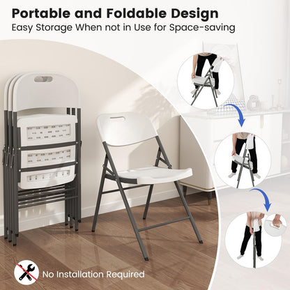 GOFLAME 12 Pack Folding Chairs, Heavy Duty Plastic Dining Chairs with Metal Frame, Portable Commercial Seats for Home Office, Indoor Outdoor Dining, Wedding, Party, Patio