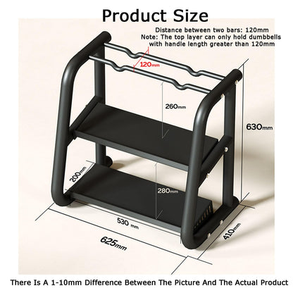 KIYILIHI Dumbbell Rack Stand, 3 Tier Kettlebell Rack, Home Dumbbell Storage Rack Maximum Load Capacity 210kg, for Home Gym Strength Training Weight Training