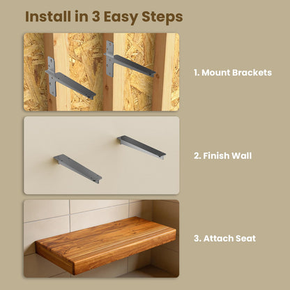 Minimalist 60″Floating Teak Shower Bench: Warm, Easy to Install (No Tile!), Holds 670 lbs for a Modern Bathroom.