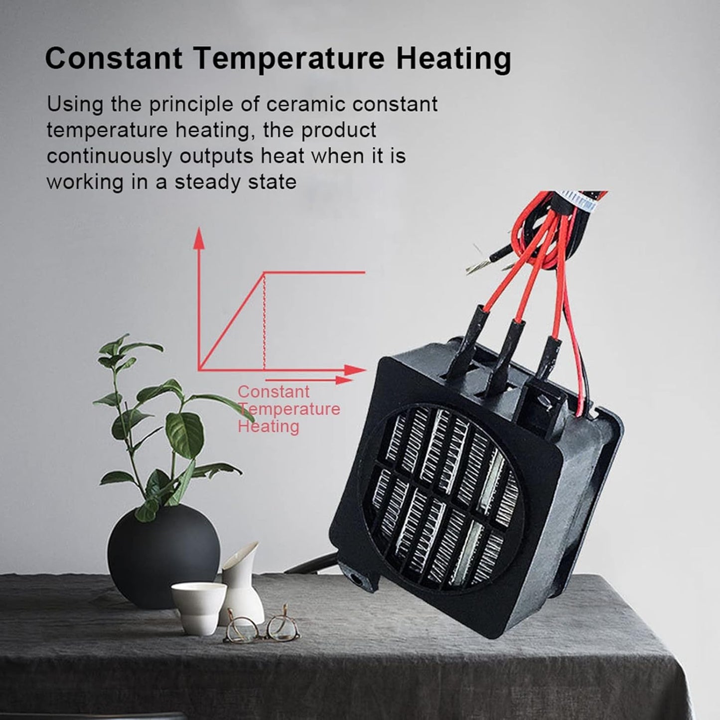 AYNEFY PTC Car Fan Heater, Constant Temperature Air Heater with Power Cord for Humidifier and Air Conditioning