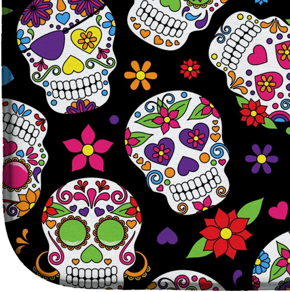 Caroline's Treasures BB5116DDM Day of the Dead Black Dish Drying Mat, 14 x 21", Multicolor