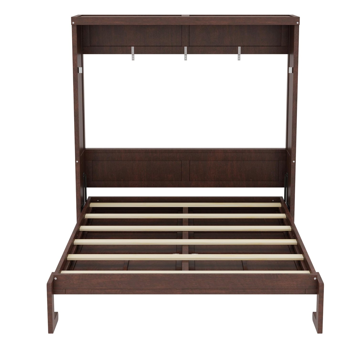 Full Murphy Bed Space-Saving Wall Bed, can be Folded into a Cabinet Bed for Multipurpose Guest Room or Home Office, Espresso