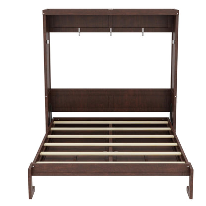 Full Murphy Bed Space-Saving Wall Bed, can be Folded into a Cabinet Bed for Multipurpose Guest Room or Home Office, Espresso