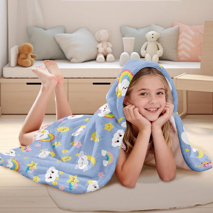 JOPJOLIW 30" 50", Cozy Clouds Hooded Beach Towel for Kids, Blue Sky Hooded Towels for Toddlers X Moon Clouds Stars Warm
