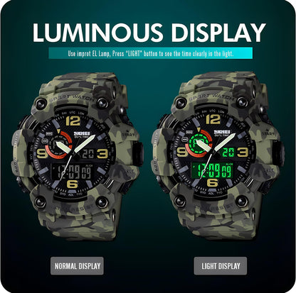 Gosasa Men's Large Face Outdoor Sports Watches Military S-Shock Watch Waterproof, Backlight, Alarm, Stopwatch Features - Rugged Wristwatch for Training, Hiking, and Adventure