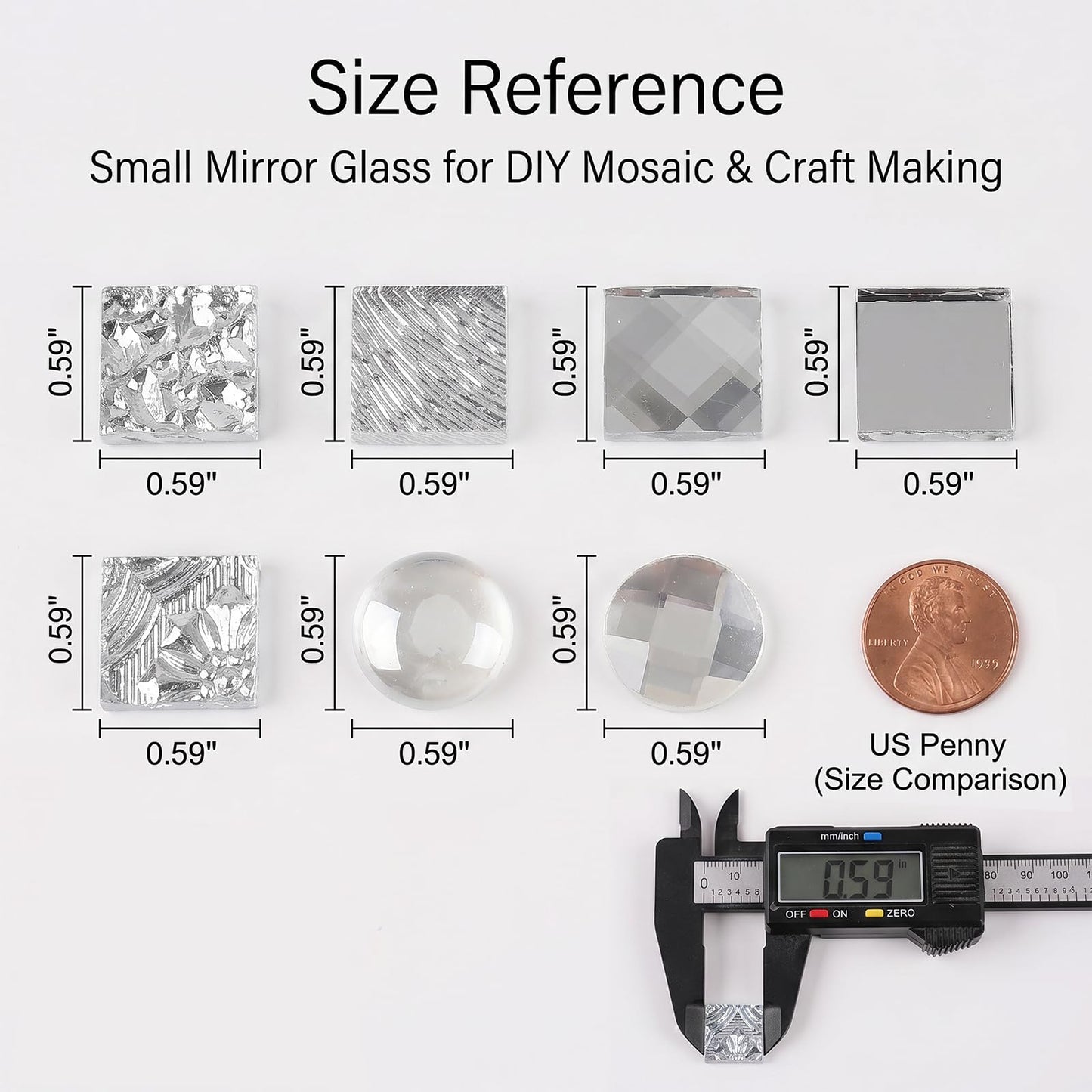 CHICSHIS 1000g Real Mirror Glass Mosaic Tiles for DIY, Silver Textured Square Tiles (15mm) with Iridescent Glass Gems, Mixed Shapes Stained Glass Set for Mosaic Art & Home Décor Projects