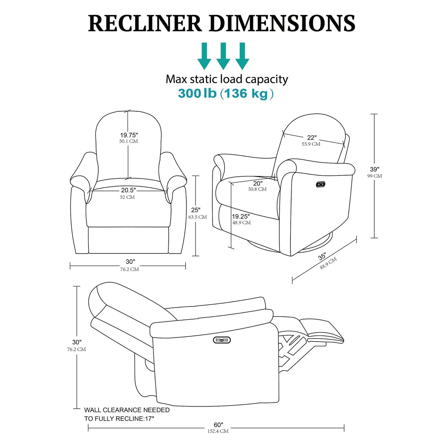 Madison Park Recliner & Rocking Chair: Glider Recliner Nursery Chair for Living Room & Bedroom, Swivel Rocker Recliner with a Rounded Back, Versatile 3-in-1 Accent Chair for Small Spaces, Light Grey
