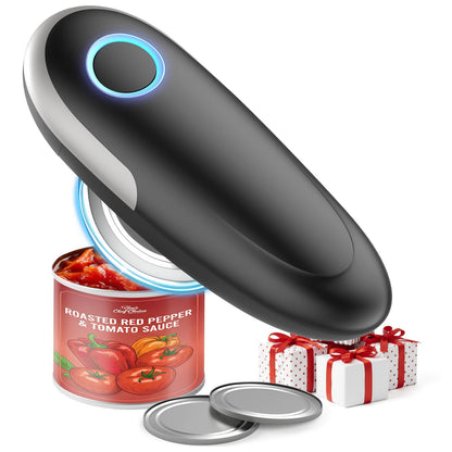 Electric Can Opener, One-Touch Automatic Can Opener for Seniors with Arthritis, Smooth Edge, Hands-Free, Battery Powered, Portable & Compact, Food Safe Electric Can Openers for Kitchen (Gray)