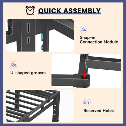 Anyroom 20 Inch Queen Bed Frame, Double Layer Heavy Duty Metal Platform 4000 lbs Capacity, Bed Frames with Headboard Holes, Round Corner Legs, No Box Spring Needed, Easy Assembly