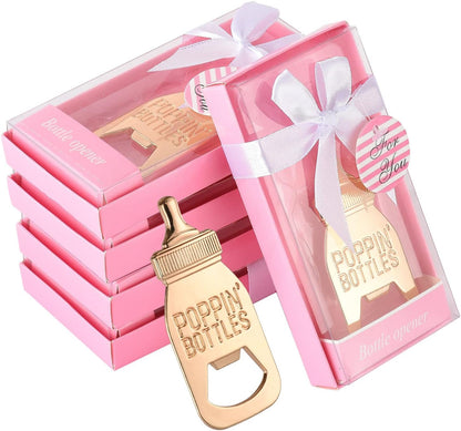24 Packaging 24pcs) pcs Baby Shower Return Gifts for Guest Supplies Poppin Baby Bottle Shaped Bottle Opener Wedding